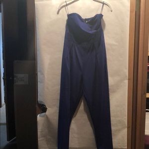 Bloomingdales blue strapless jumpsuit